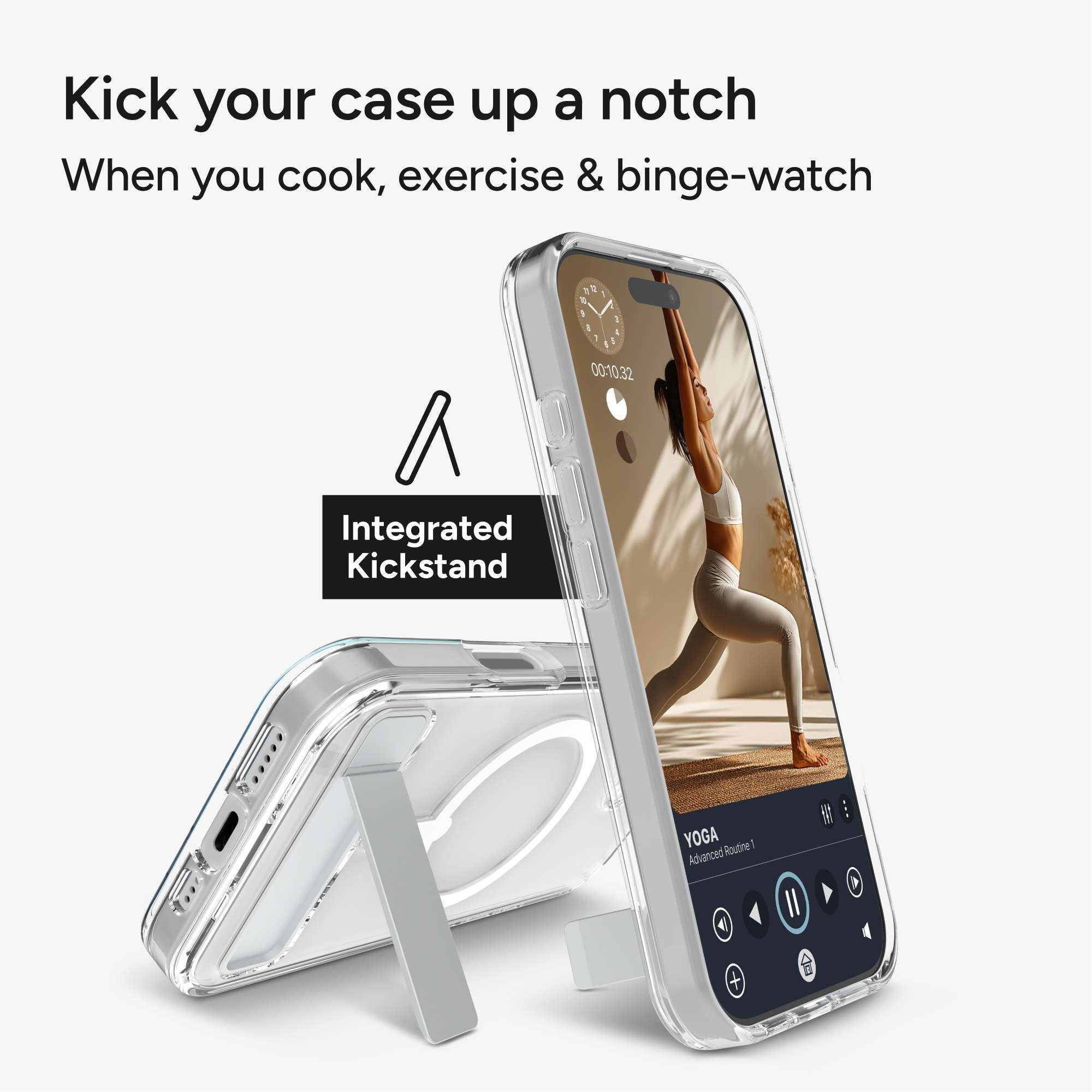 ZAGG Clear Snap with Kickstand - Apple iPhone 17 Clear Case with MagSafe and Built-In Kickstand