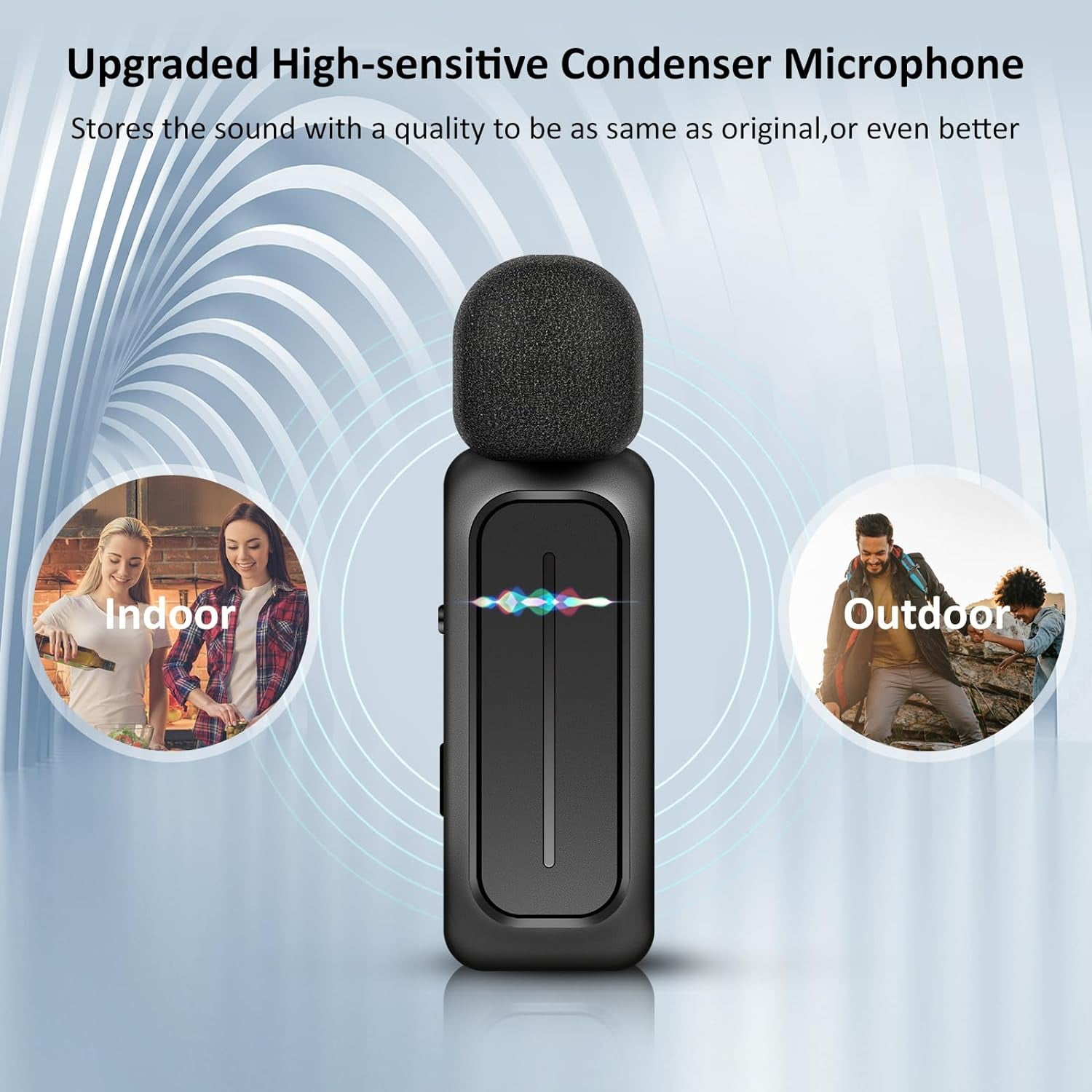 XIHAMA 2pcs Wireless Lavalier Microphone for iPhone iPad Android with Charging Case 7H Lavalier Wireless Microphone for Video Recording Vlogging, YouTube, Interview, 3 Modes Noise Cancellation