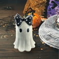 thumbnail image 4 of Ceramic Kawaii Ghost Statue Halloween Decor - Polka Dot Bow Desk Ornament Gothic Cute Figurine Office Shelf Decor Spooky Gift Idea(White), 4 of 4