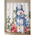 thumbnail image 4 of Beige Snowman Standard Shower Curtain Set, Waterproof Shower Curtains for Bathroom, Christmas Poinsettia Winter Snowflake Washable Fabric Cloth Bath Curtain for Bathtub with Hooks 72x72 Inches, 4 of 6