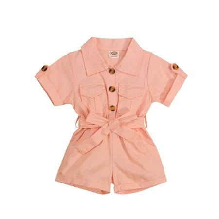 

Xingqing Infant Toddler Girl s Short Sleeve Cargo Jumpsuit + Belt