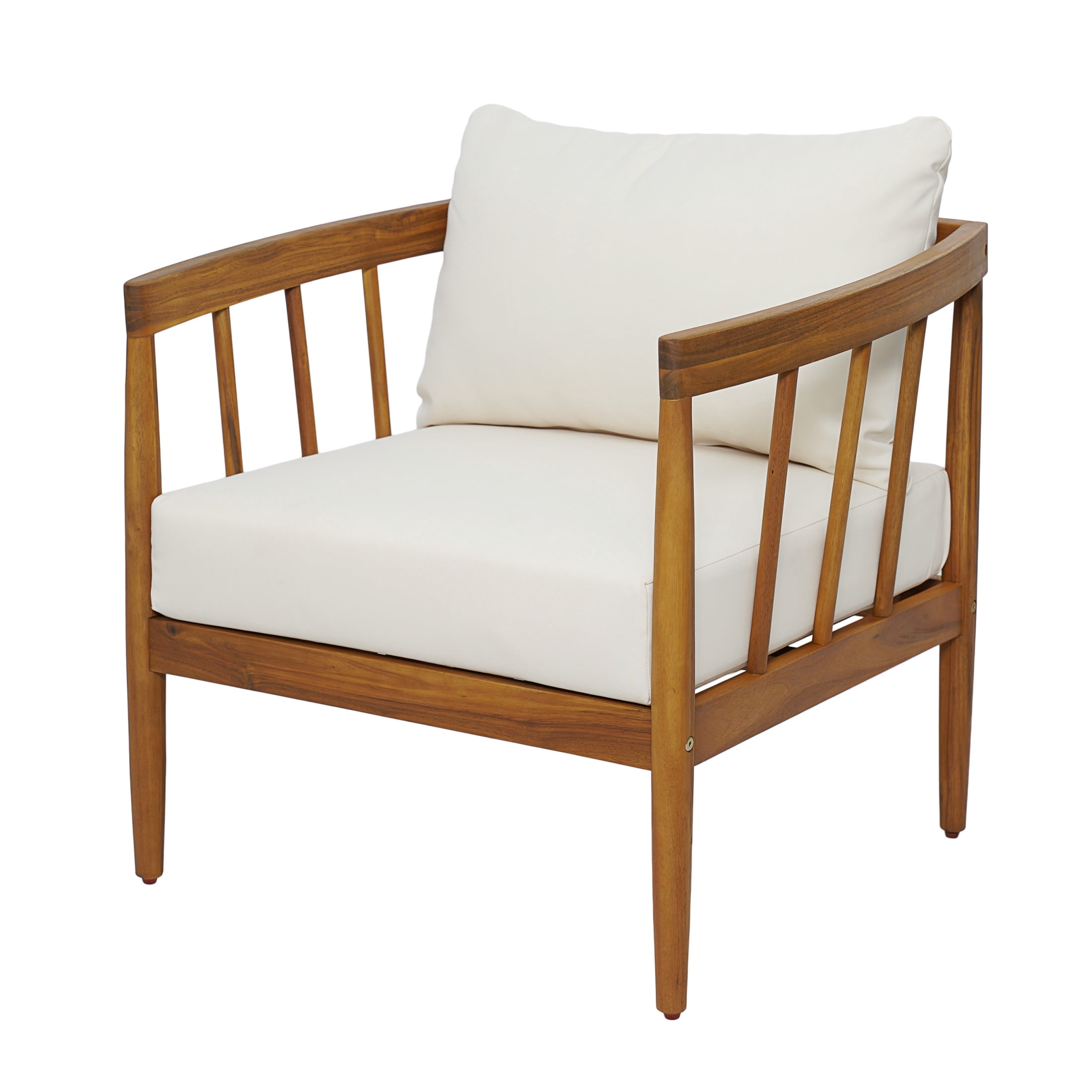 Christopher Knight Home Mid-Century Outdoor Acacia Wood Club Chair with Water Repellent Cushions, Teak+Cream