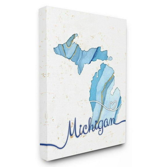 Stupell Industries Michigan Agate Blue US State Design Canvas Wall Art by Ziwei Li