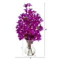 thumbnail image 2 of Nearly Natural 22in. Artificial Bougainvillea Arrangement with Fluted Glass Vase, Purple, 2 of 4