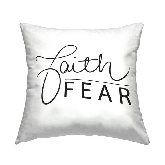 Stupell Industries Faith Over Fear Motto Minimal Clean Typography Country Black,18 x 7 x 18 Decorative Pillows