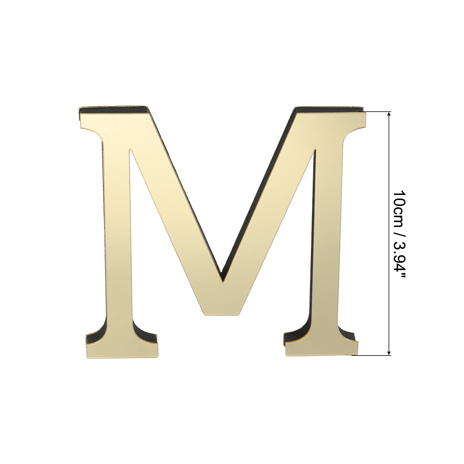 Unique Bargains 3D Acrylic Alphabet Mirror Wall Stickers Self-Adhesive Gold M Shape