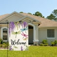 thumbnail image 2 of AMHNF Welcome Dragonfly Wisteria Linen Garden Flag for Spring Summer Home Outdoor Garden Yard Door Decor 12x18 inch, 2 of 5