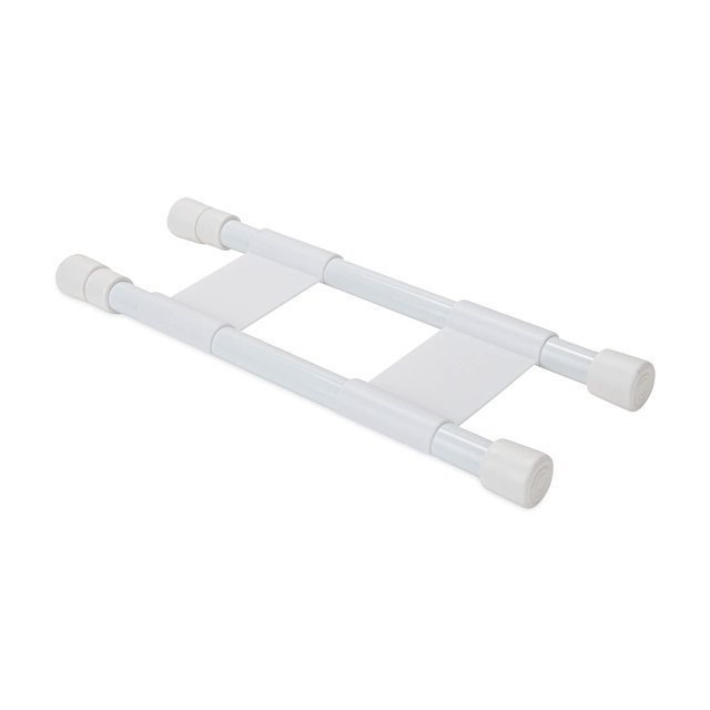 Armario RV Camco con barra doble ajustable de 25 a 43 cm, color blanco