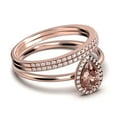 thumbnail image 2 of Beautiful Art Deco 2.25 Carat Pear Cut Affordable Morganite And Diamond Moissanite Engagement Ring, Classic Wedding Ring, Two Matching Band in 10k Solid Rose Gold,Promise Ring, Anniversery Ring, 2 of 4