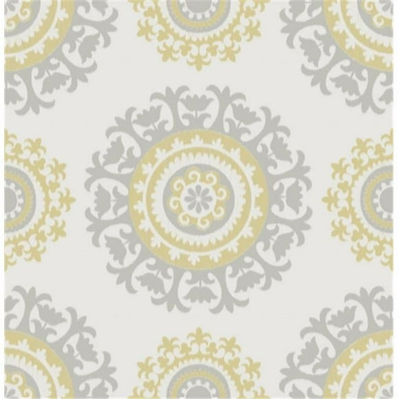 Suzani Peel and Stick Wallpaper, Grey & Yellow