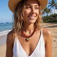 thumbnail image 3 of Leaf Resin Chunky Beaded Necklace for Women, Simple Modern Style Necklace Jewelry Accessory, 3 of 6