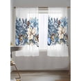 thumbnail image 5 of Sheer Curtains 72 Inches Long, Blue Christmas Poinsettia Semi Sheer Curtains Light Filtering Window Treatment, Xmas Botanical Balls Snowflake Privacy Voile Drapes for Living Room Bedroom 52x72 Inch, 5 of 7