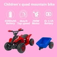 thumbnail image 2 of iRerts Kids Ride on ATV, 6V Ride on Toys with Trailer, Music, USB and LED Lights, Battery Powered Kids Electric Quad Car, Kids Ride on Cars for Toddlers Boys Girls Gifts, Red, 2 of 6