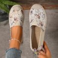 thumbnail image 3 of LTTVQM Loafers For Women Vintage Knit Embrioderied Flower Breathable Slip On Flats Non Slip Low Heels Comfortable Retro Dress Walking Canvas Shoes Red 36(US-5.5), 3 of 4