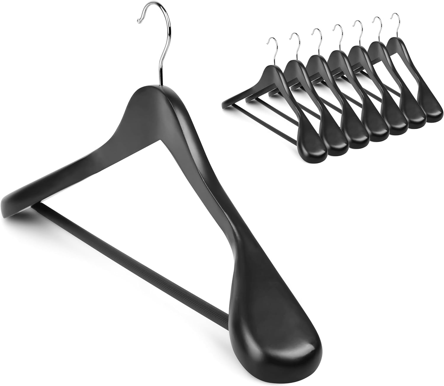 Wood Hangers Trouser Hangers Extra Wide Shoulder Wooden Hangers for Heavy Coat, Sweater, Skirt, Suit, Pants, Retro Finish