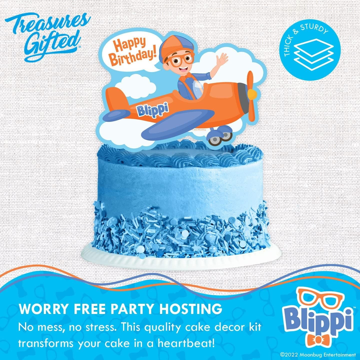 Blippi Birthday Cake Topper & Blippi Cupcake Toppers Kit Vehicle
