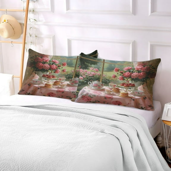 Pillow Case Plush Pillow Tea Set with Roses Case standard size/King size/Queen size Bed Pillow Pillowcases