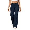 thumbnail image 7 of ZHYou No Boundarie High Waisted Pants for Women Tummy Control Pull On Casual Lightweight Wide Leg Womens Trousers,Navy,Size 2XL, 7 of 7