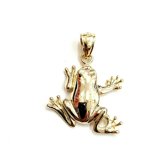 New 14k yellow gold frog pendant charm shiny gift unisex fine jewelry 1.7g