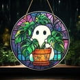 thumbnail image 4 of Cute Ghost Plant Suncatcher, Ghost Stained Glass Hanging Ornament, Ghost with Plants Pots Acrylic Window Hanging for Window and Wall Hang Halloween Decoration(15cm), 4 of 9