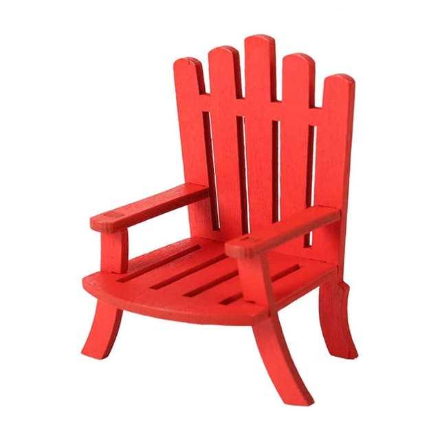 Silla de playa de madera en miniatura | Accesorio de muebles de casa de muñecas pequeña | Madera natural maciza | Decoración artesanal duradera | Asiento decorativo compacto y multifuncional | 1