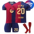thumbnail image 1 of GZSL 2425 Barcelona Home Football Training Kit, Number # 20 Soccer Jersey, Colorful Short-Sleeve Kids Football Jersey with Gold Lettering and Large Logo Three-Piece Set/28, 1 of 9