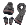 thumbnail image 2 of Snowflake Print Beanie Hat Scarf Touch Screen Gloves Set With Pom For Women, 2 of 5