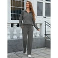thumbnail image 3 of JYLFC Womens 2 Piece Outfits Set Jogger and Hoodie Sweatsuit Sets Oversized Half Zip Sweatshirt Sweatpants with Pockets Dark Gray XL, 3 of 8