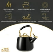Thyme & Table Stainless Steel 1.8L Stovetop Tea Kettle - Black & Gold