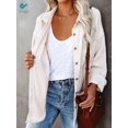 thumbnail image 5 of Deago Womens Corduroy Button Down Shirts Boyfriend Long Sleeve Oversized Blouses Tops (White, S), 5 of 7