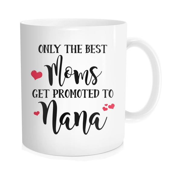 Waldeal Funny Coffee Mug, Only The Best Moms Get Promoted to Nana, White Fine Bone Ceramic, 11 oz Tea Coffee Cup for Mother Grandmother