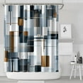 thumbnail image 2 of Navy Blue Fabric Shower Curtain - Geometric Shower Curtain Set with 12 Plastic Hooks, Water Repellent, Machine Washable, Modern Decorative Polyester Cloth Shower Curtains for Bathroom - 72x84, 2 of 4