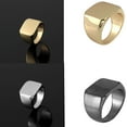 thumbnail image 4 of Men Boys Simple Retro Large Flat men simple Square Glazed Surface Alloy Ring Plated Jewelry Accessory Hip Hop, 4 of 8