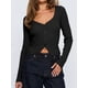 thumbnail image 4 of Cárdigan de Larga para Mujer, Suéter Corto de Punto Abierto, Chaqueta con Cuello en V y Botones para Otoño Negro L, 4 of 10