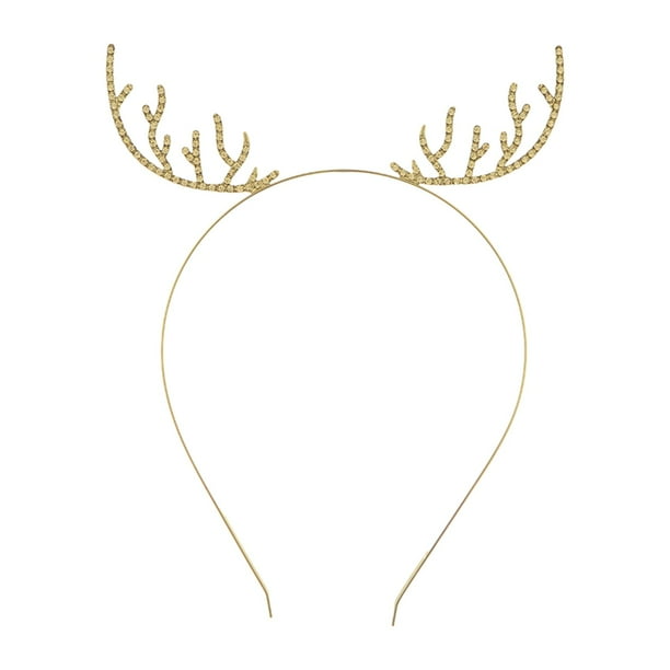 Diademas navideñas con diamantes de imitación, diadema navideña con astas, bonita diadema Dorado