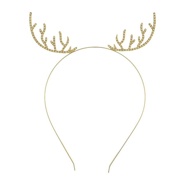 Diadema con astas CUTICAT Diademas navideñas con diamantes de imitación dorado