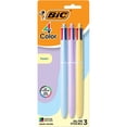 thumbnail image 1 of BIC 4 Couleurs Pastel stylos-billes, pointe moyenne (1,0 mm), couleurs d’encre classiques assorties, paquet de 3, 1 of 5