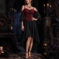 thumbnail image 6 of YuXingFu Gothic Dresses for Women Halloween Mesh Lace Patchwork Suspender Off Shoulder Court Style Dress Red XXXL, 6 of 7