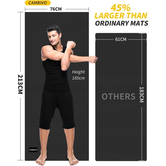 CAMBIVO Yoga Mat, Extra Long and Wide Exercise Mat 84" x 30" x 1/4 inch, Large Non Slip Workout Mat for Fitness, Barefoot Workouts, Home Gym Studio