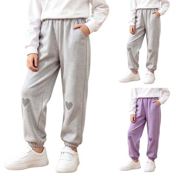 Falkdiz Shearling Sweatpants for Girls Sport Warm Fleece Pockets Winter Pantalones Casual Relaxed fit Joggers Girls Pants Elastic Waist , Gray , Size: 2-3Years