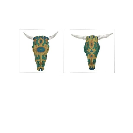 Dead 2 Art - Metaverse Studio W 'Day of the Dead Skull Mount A' Canvas Art (Set of 2)