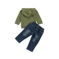 thumbnail image 3 of Gzhioc Baby Boy Clothes Set, Letter Print Hooded Sweater+Elastic Waist Hole Design Jeans, 3 of 8