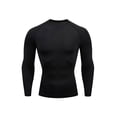 thumbnail image 1 of CVLIFE Chandails de Compression pour Hommes Col Rond Hauts d'Été Manches Longues T-shirt de Sport Décontracté Couleur Unie T-shirt Moulant Tee de Culturisme Noir P, 1 of 2