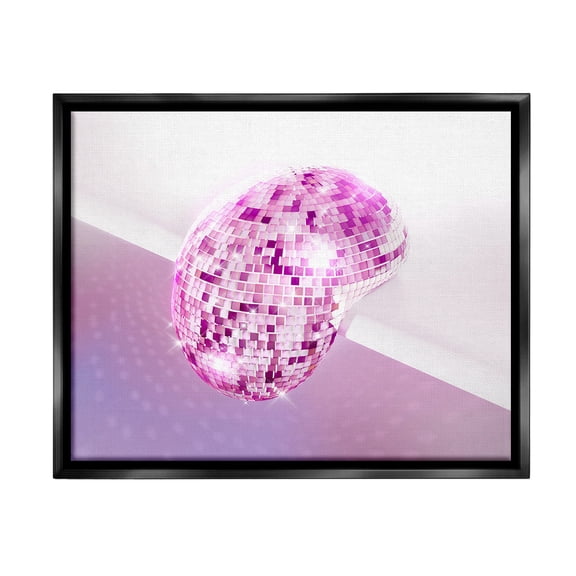 Stupell Industries Purple Melting Disco Ball Abstract Painting Black Floater Framed Canvas Art Print Wall Art, 21 x 17