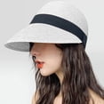 thumbnail image 2 of MEICHEN Women's Summer Beach Sun Hat Fashion Outdoor Solid Visor Hat Casual Breathable Straw Hat, 2 of 4