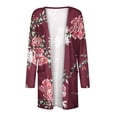 thumbnail image 3 of DDAPJ pyju Lightweight Cardigans for Women 2023,Open Front Long Sleeve Shawl Collar Cardigan Floral Print Casual Kimono Tops Fall Winter Thin Coats with Pockets, 3 of 5