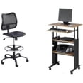 thumbnail image 1 of 2 Piece Set Black Extendable Height Computer Desk and Drafting Chair, 1 of 4