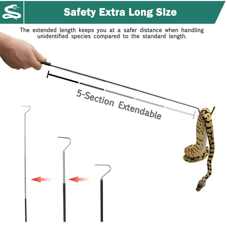 60“ Professional Snake Tongs - Extra Long Heavy Duty Snake Catcher Tongs  Grabber Rattle Wide Jaw Handling Tool