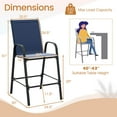 thumbnail image 3 of Costway 2 PCS Outdoor Bar Stools 29" Fabric Bar Height Stools with Armrests & Footrest Navy, 3 of 10