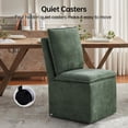 thumbnail image 7 of Usaint Upholstered Dining Chair with Casters and Storage, Fabric Rolling Desk Chair with Wheels for Home Office Living Room, Easy Assembly, Green, 7 of 7
